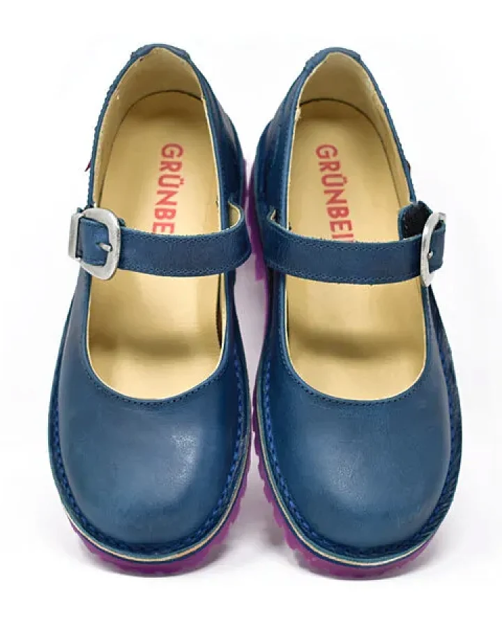 Grünbein Shoes Spangen-Ballerinas Vivienne lose Einlage blau-lila