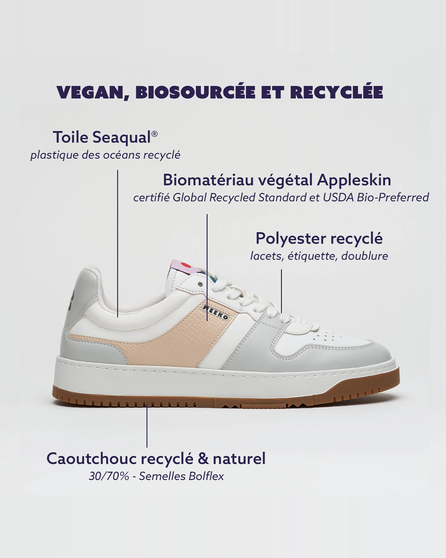 MEEKO Herren vegan Sneaker Kiboko Beige – Ansicht 2