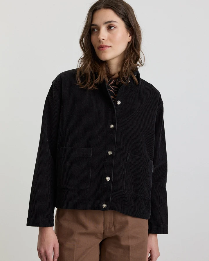 Recolution Damen vegan Overshirt Cord Rhodea Schwarz
