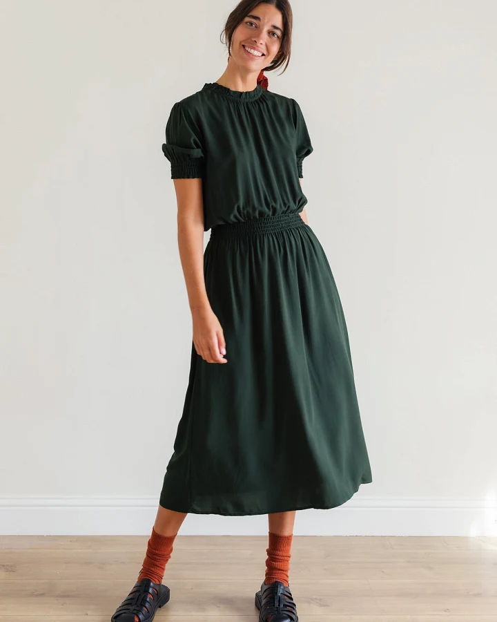 TWOTHIRDS Damen vegan Kleid Grassholm Dunkelgrün