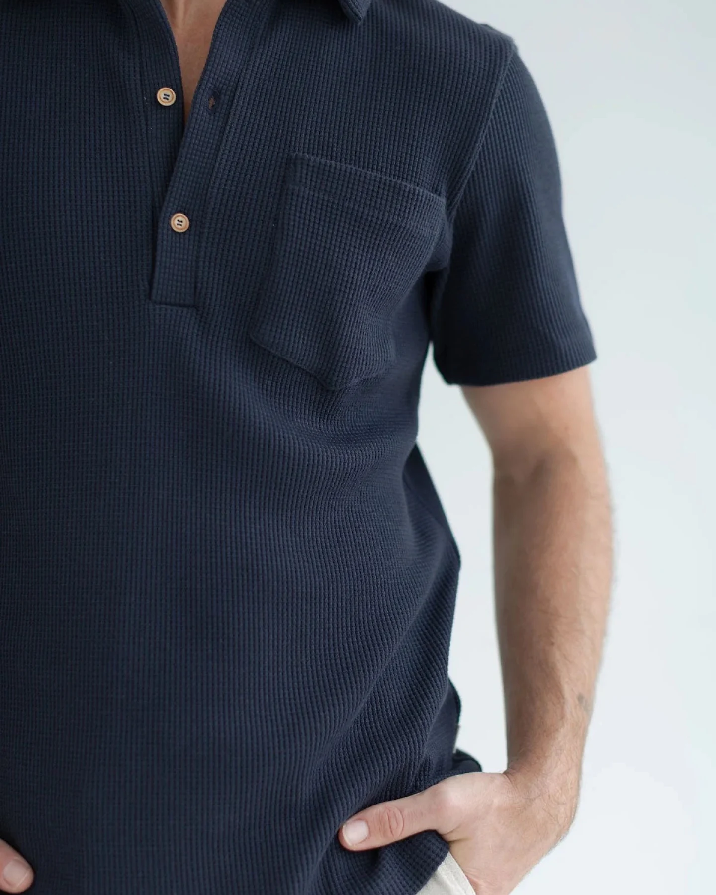 TWOTHIRDS Herren vegan Poloshirt Canning Dark Navy – Ansicht 2