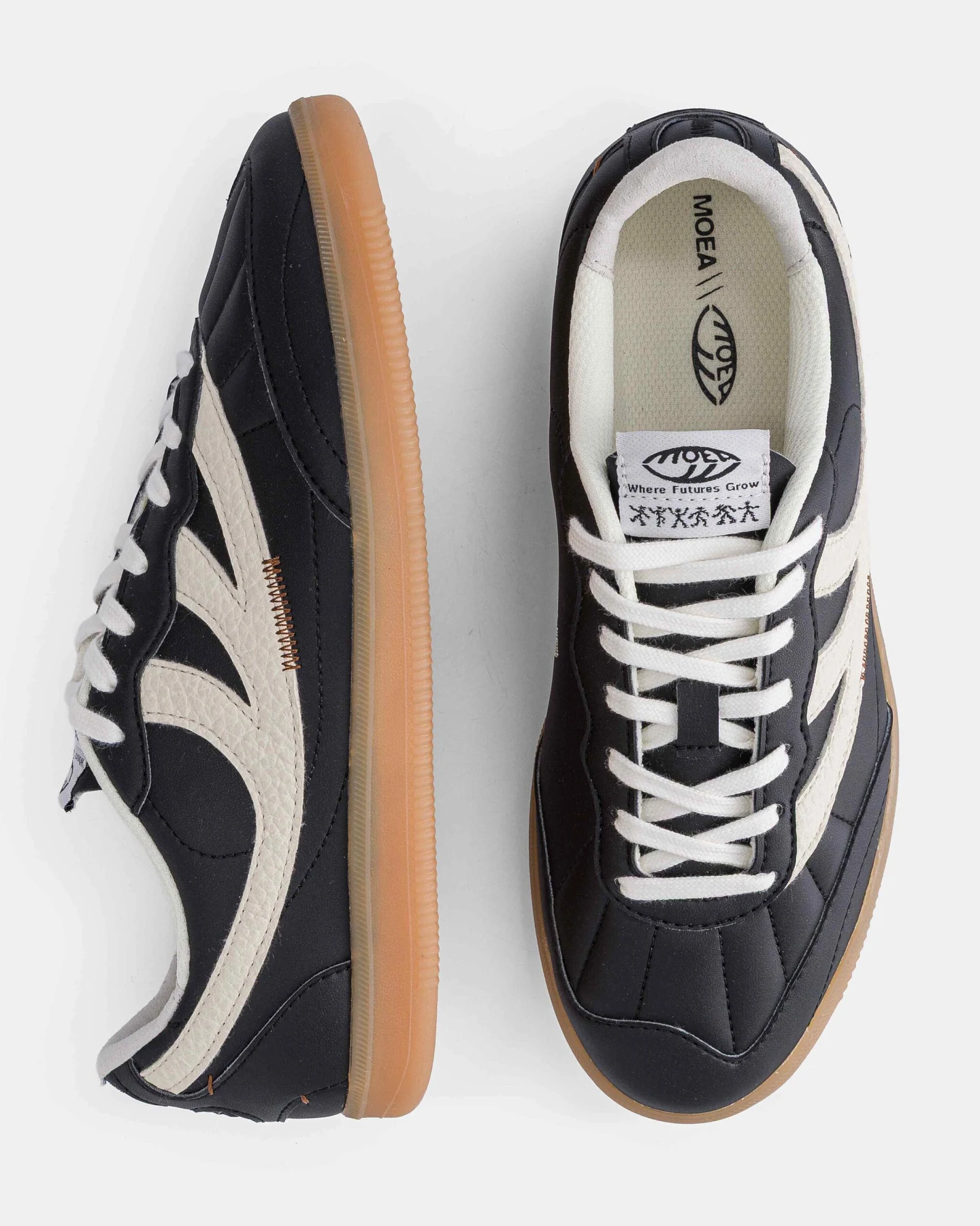 MoEa Herren vegan Sneaker Flow Black & White Mushroom – Ansicht 2