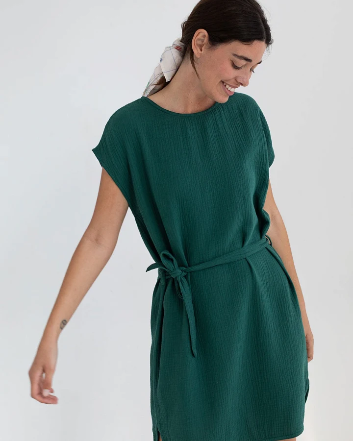 TWOTHIRDS Damen vegan Kleid Mwali Dunkelgrün