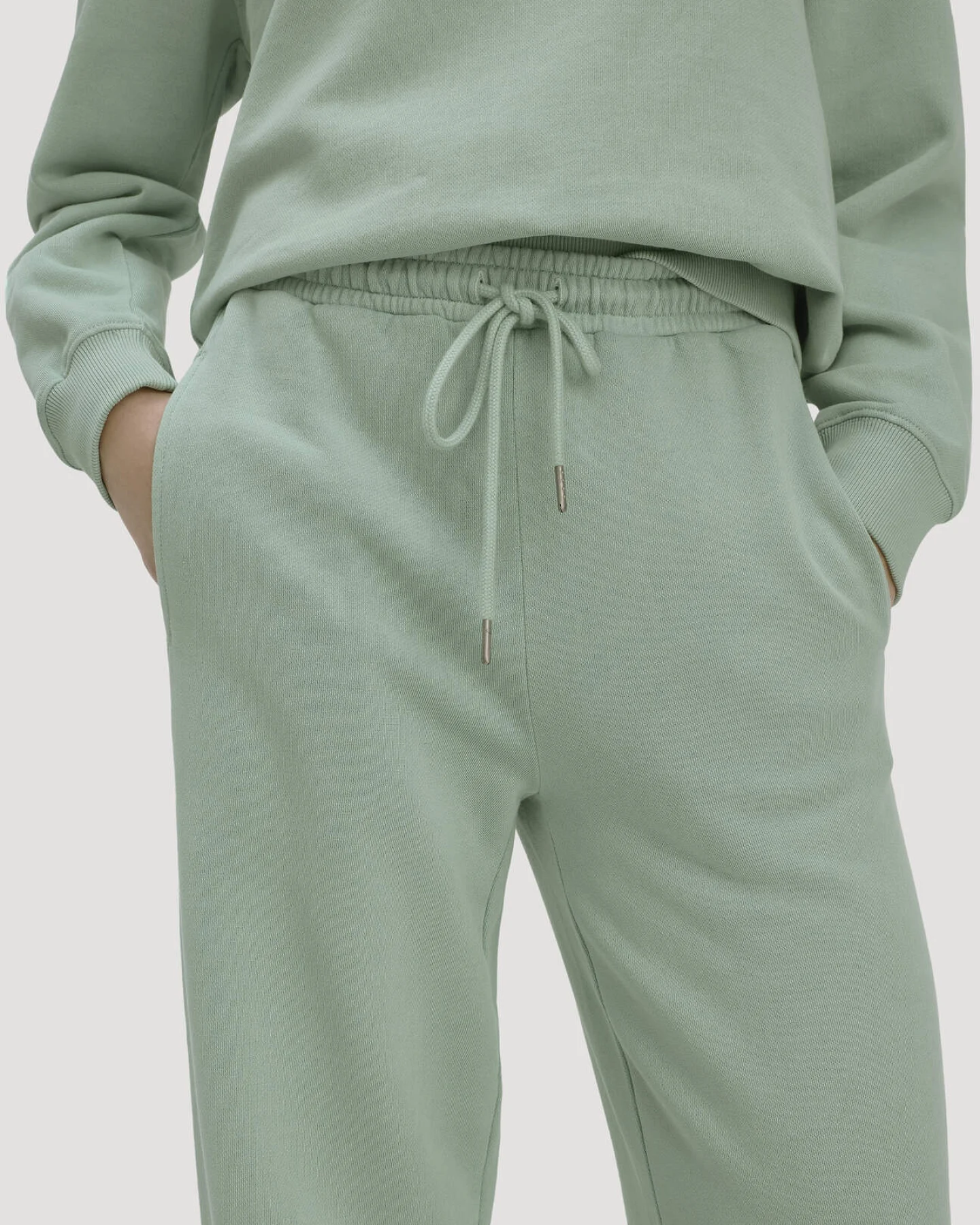 hessnatur Damen Sweathose Wide Leg Relaxed aus Bio-Baumwolle - grün - Größe XL – Ansicht 3