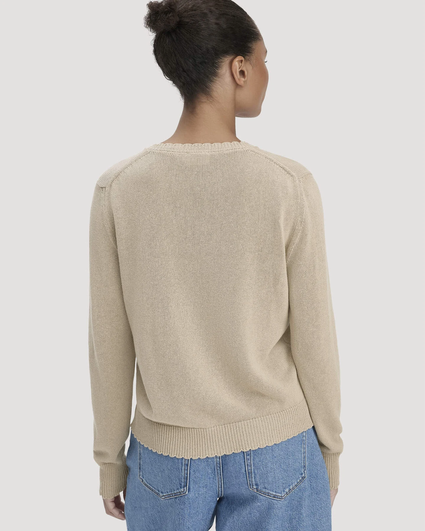 hessnatur Damen Strick Jacke Regular aus Leinen mit Baumwolle und Viskose - beige - Größe XXL – Ansicht 3