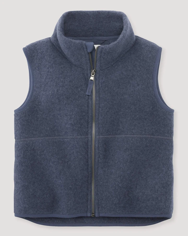 hessnatur Kinder Wollfleece Weste aus Bio-Merinowolle - blau - Größe 98/104
