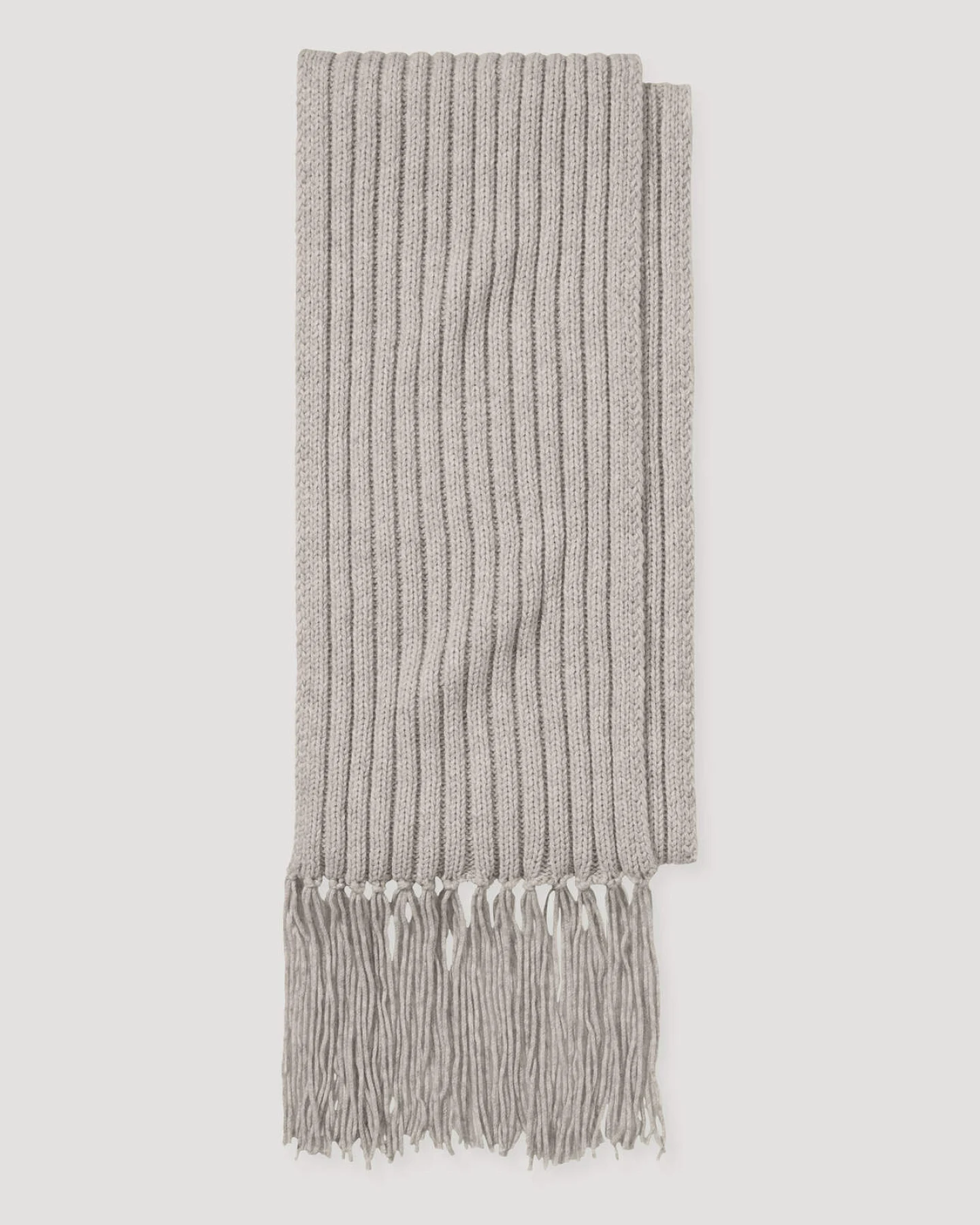 hessnatur Damen Strick Schal aus Bio-Baumwolle mit Schurwolle und recycelter Wolle - beige - Größe 25x210 cm – Ansicht 2