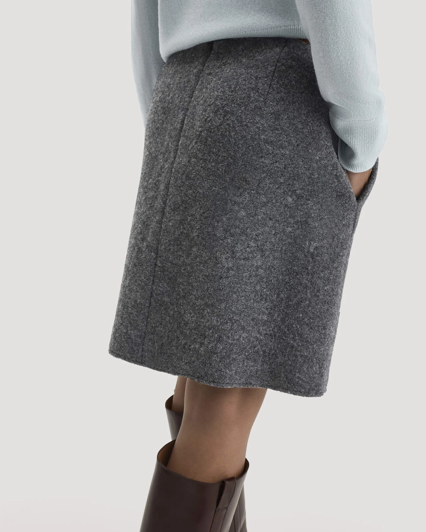 hessnatur Damen Walk Rock Mini aus Bio-Merinowolle - grau - Größe 42 – Ansicht 3