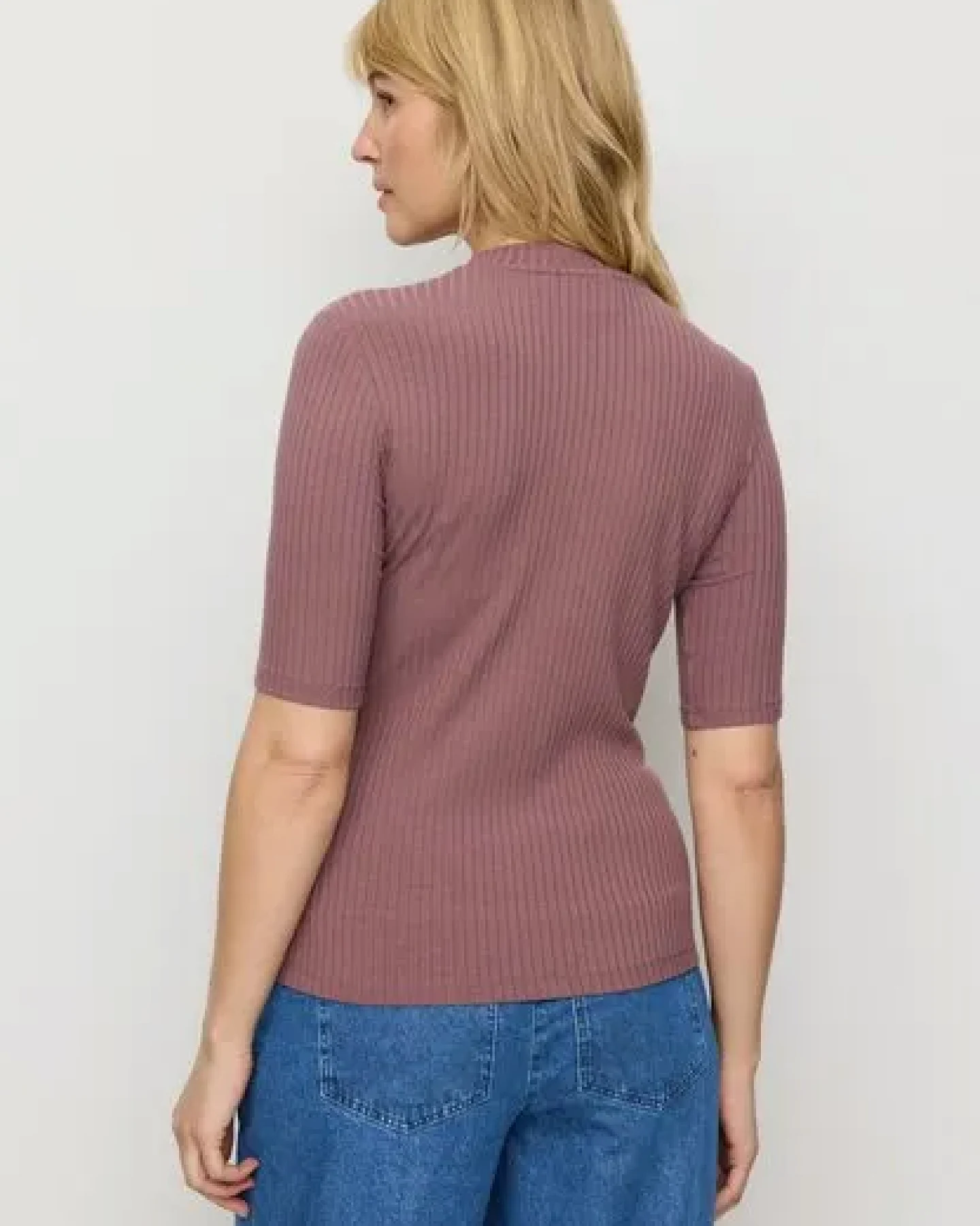Damen Rib Longsleeve aus Leinen und LENZING ECOVERO Viskose Mix - DANDELION - recolution – Ansicht 3