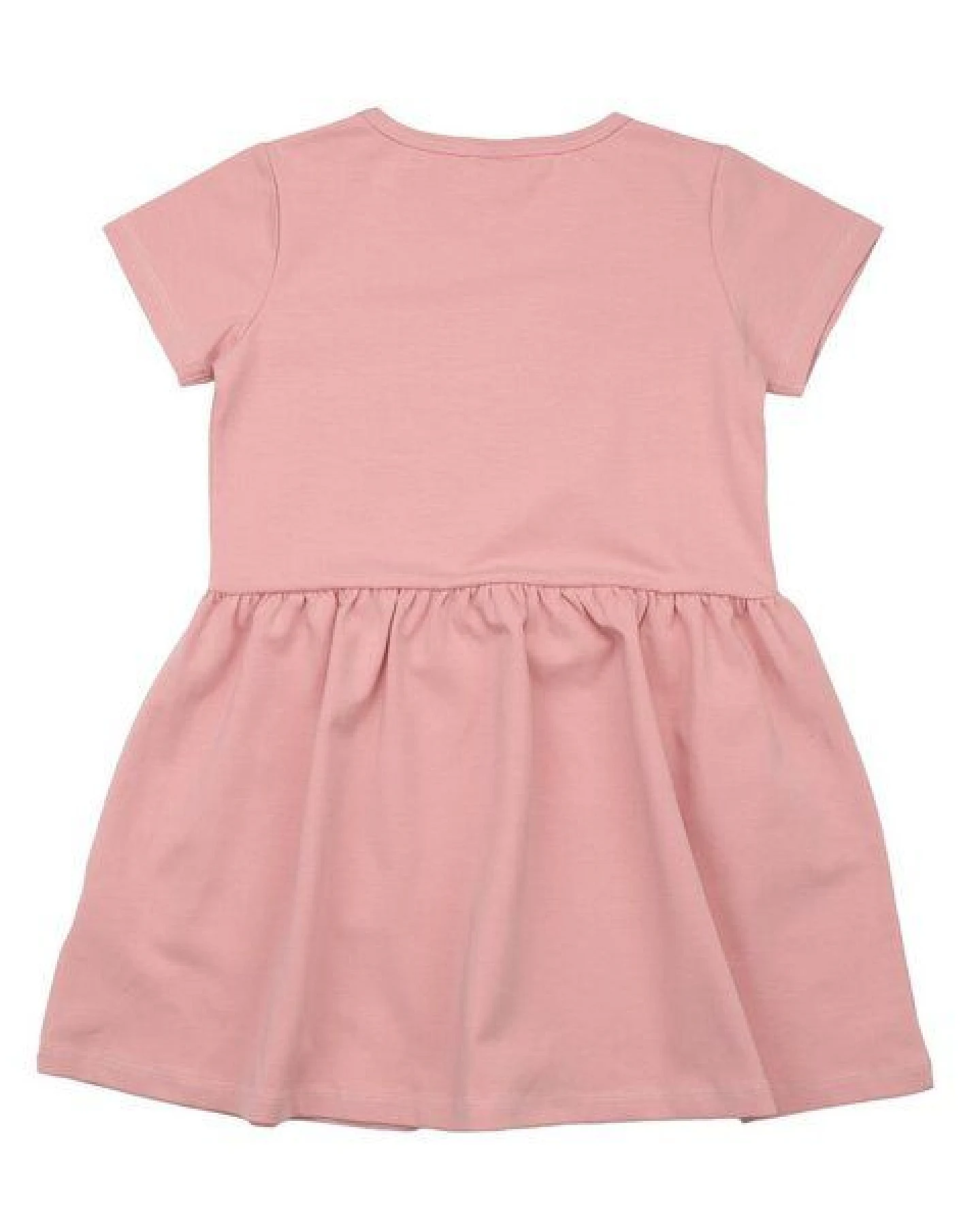 Kinder Kleid GOTS zertifiziert – Rosa mit Blumenmotiv, Kurzarm, weich & bequem – Ansicht 3