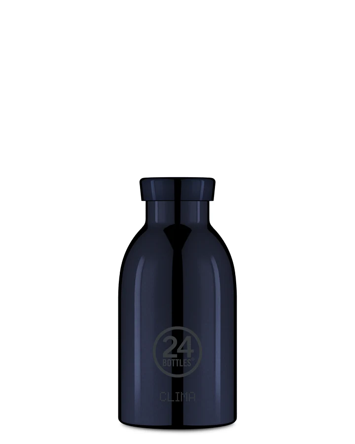 Thermos Trinkflasche aus Edelstahl 330 ml, schwarz, personalisierbar, Clima Bottle Black Radiance - 24Bottles