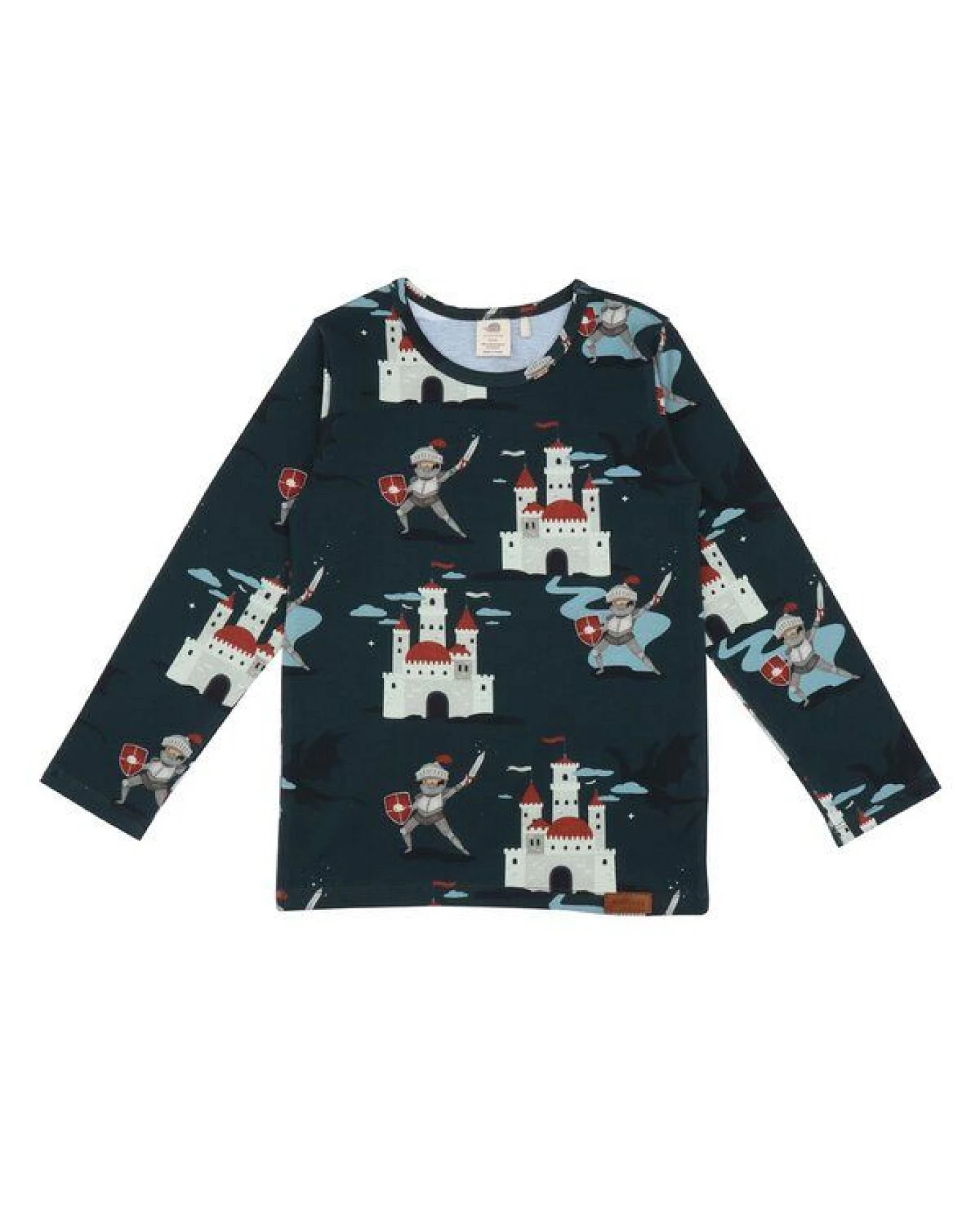 Kinder Langarmshirt GOTS zertifiziert, Bio-Baumwolle, dunkelgrün, Tiermuster, weich & elastisch – Walkiddy – Ansicht 2