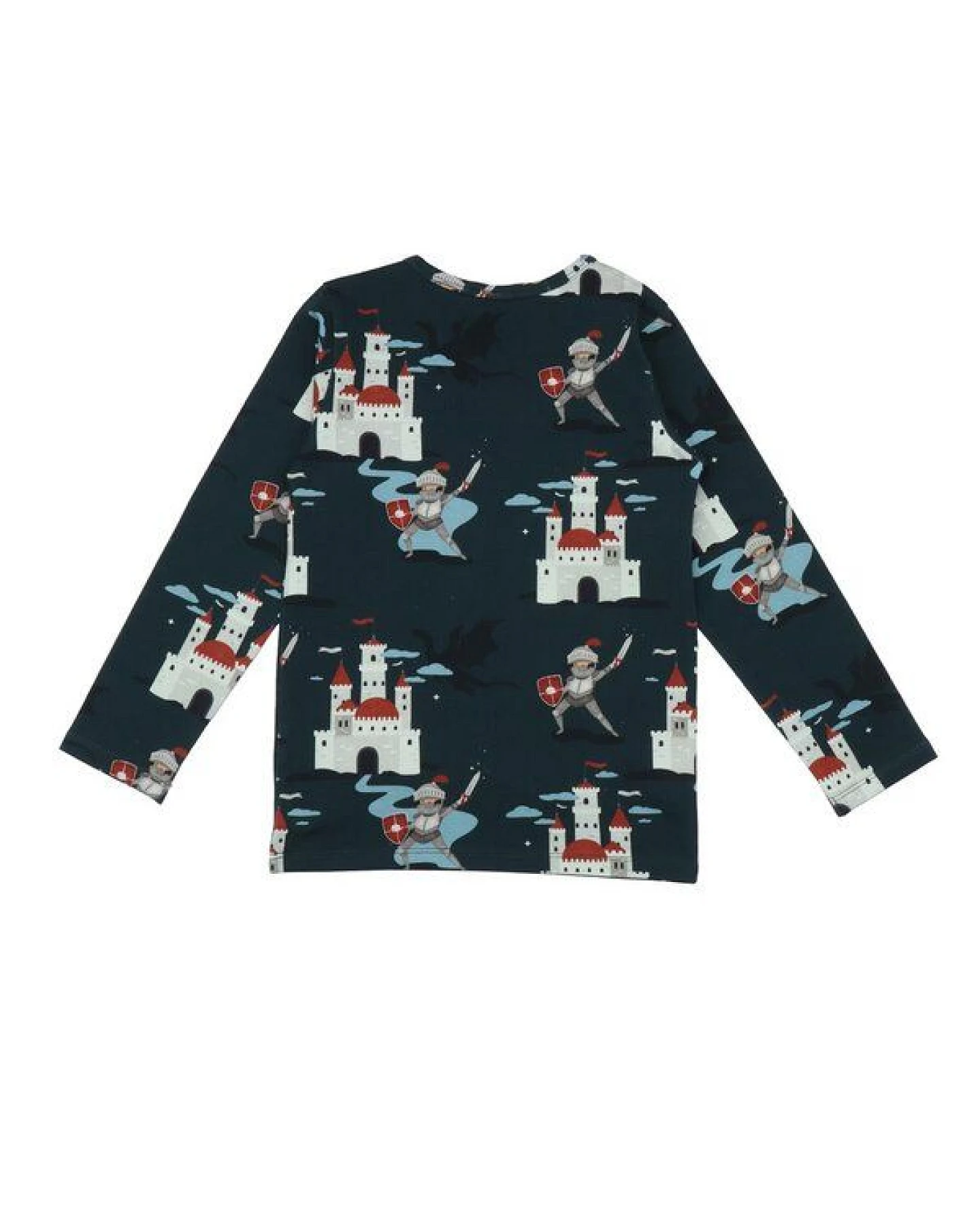 Kinder Langarmshirt GOTS zertifiziert, Bio-Baumwolle, dunkelgrün, Tiermuster, weich & elastisch – Walkiddy – Ansicht 3