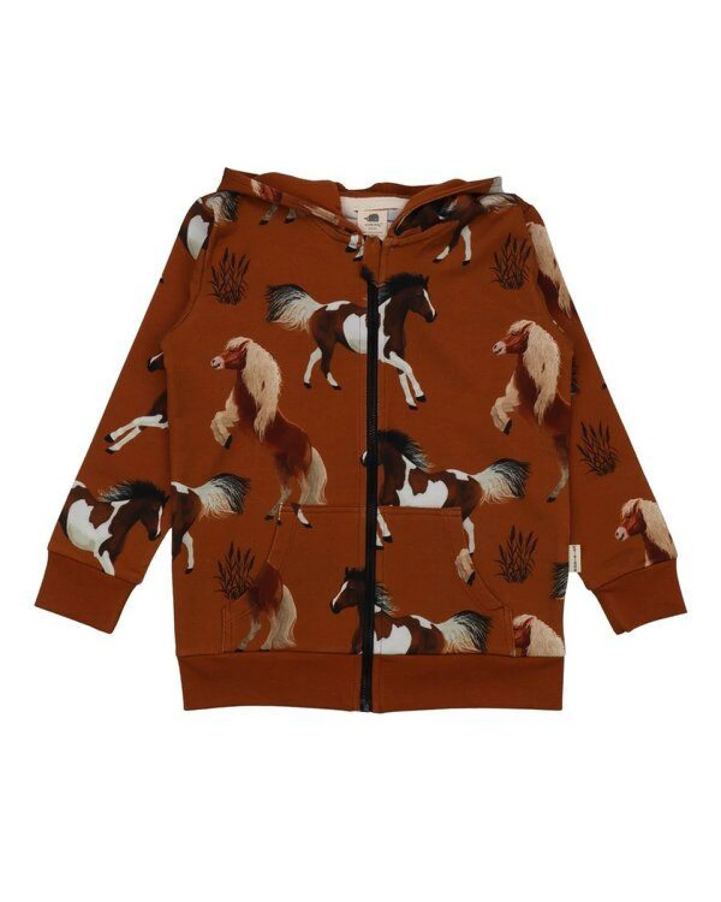 Kleinkinder Sweatjacke Joyful Horses mit Kapuze aus weicher Baumwolle von Walkiddy – Ansicht 2