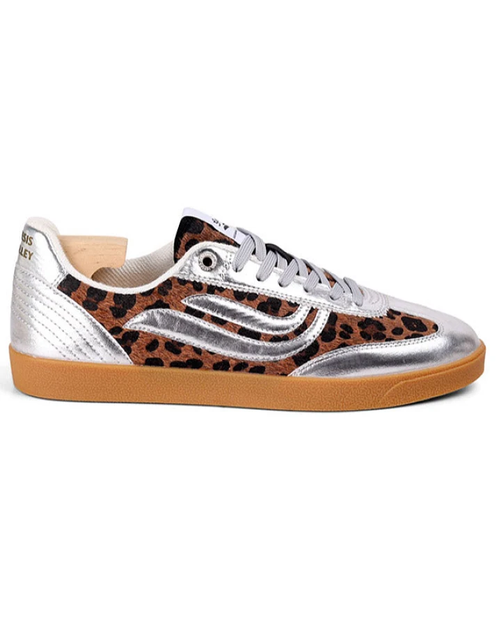 Genesis Damen vegan Sneaker G-Volley Animal-Print Silber/Leo