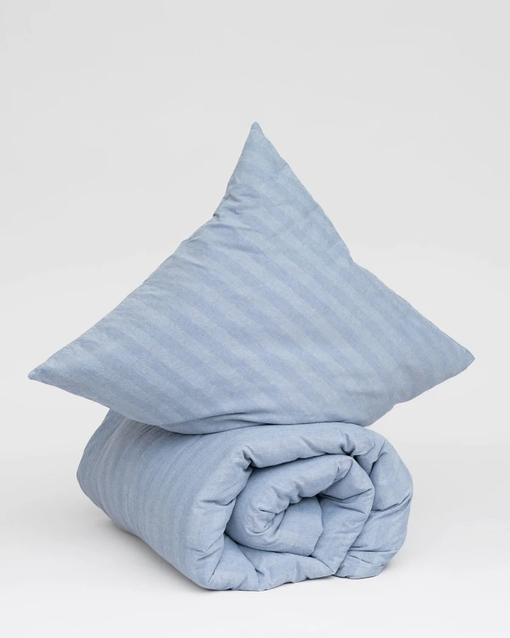 MELA unisex vegan Bettwäsche Himanshu Blau Fischgrat