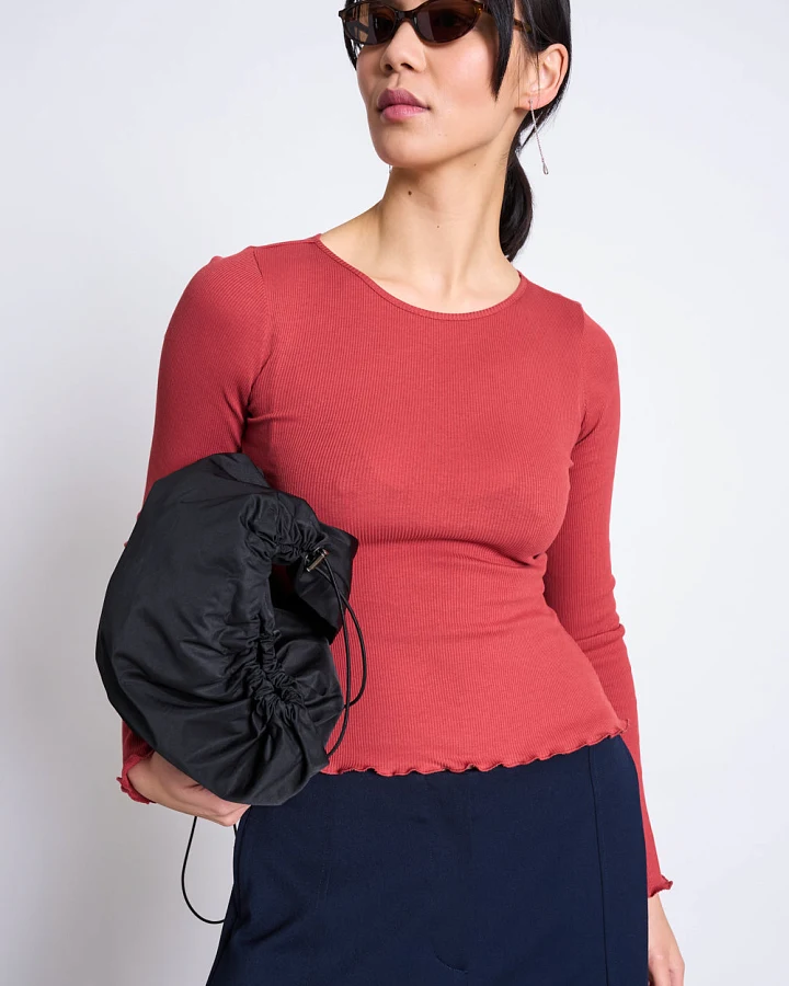 JAN 'N JUNE Damen vegan Langarm-Shirt Minirib Aversa Mid In Rot