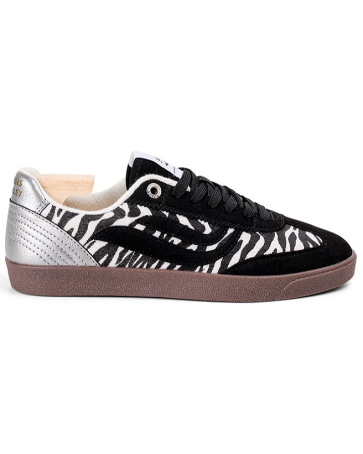 Genesis Damen vegan Sneaker G-Volley Animal-Print Schwarz/Zebra/Silber