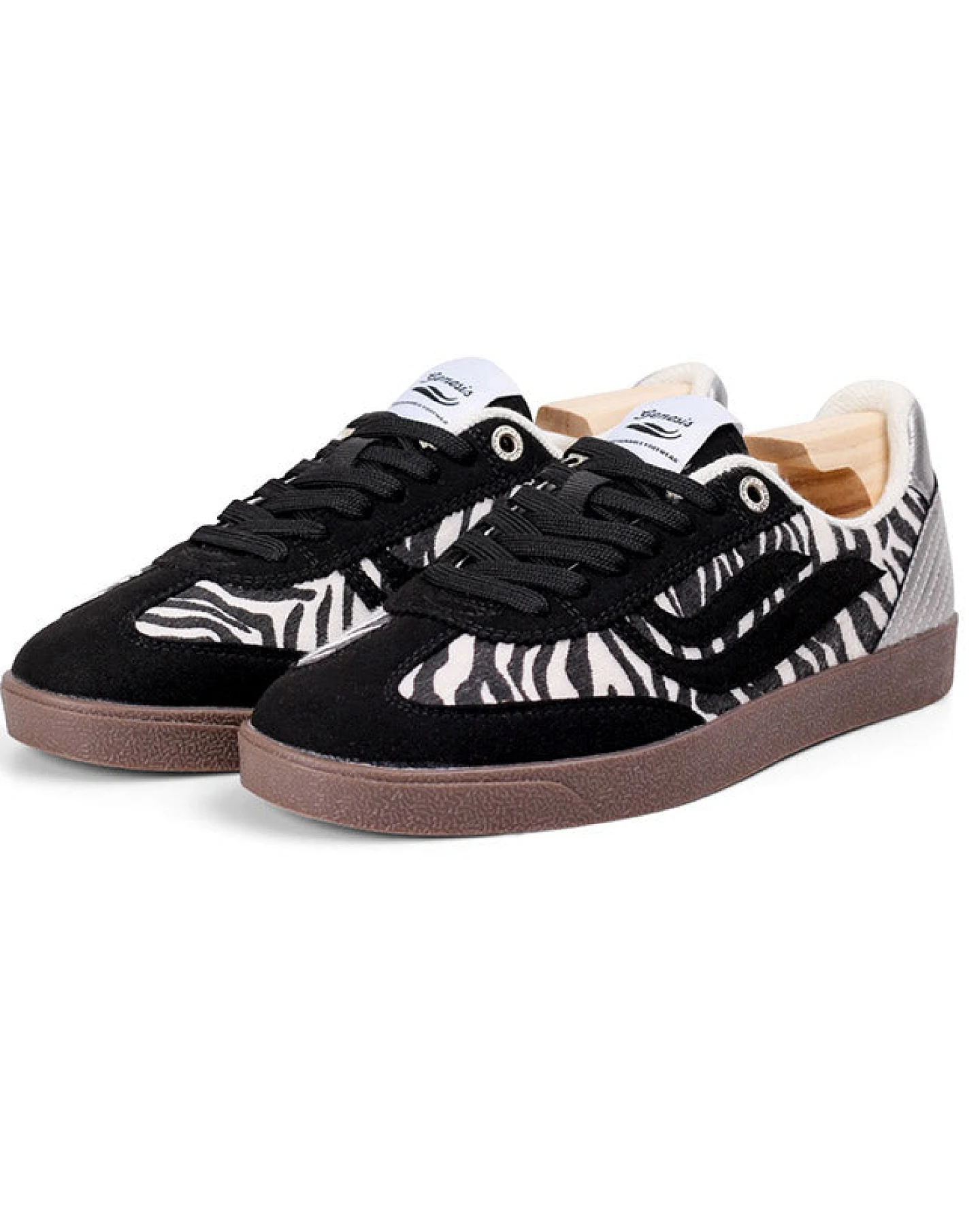 Genesis Damen vegan Sneaker G-Volley Animal-Print Schwarz/Zebra/Silber – Ansicht 2