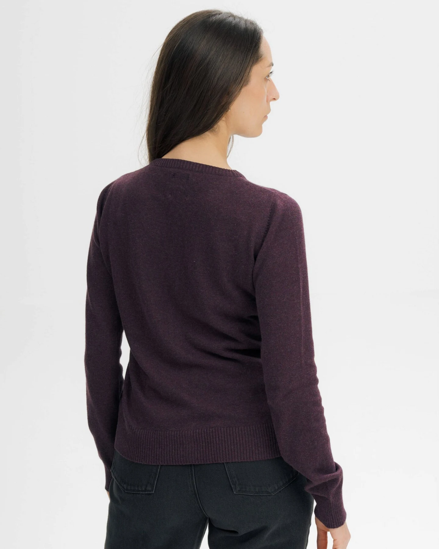 MELA Damen vegan Strickjacke Fine Nameen Elderberry Melange – Ansicht 2