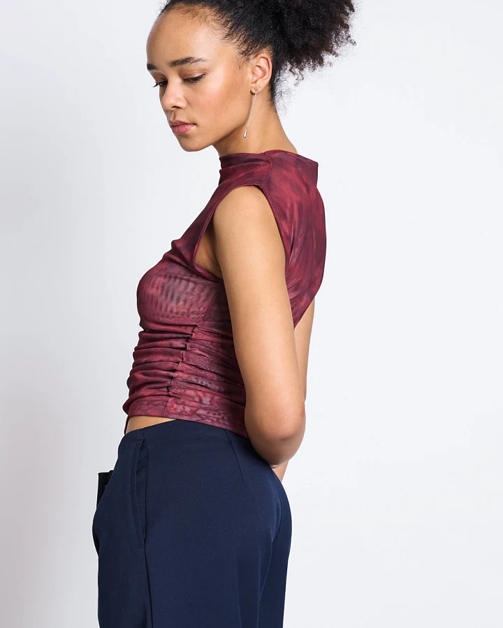 JAN 'N JUNE Damen vegan Laguna Carmine Locken-Top Aus Rüschen-Netzstoff