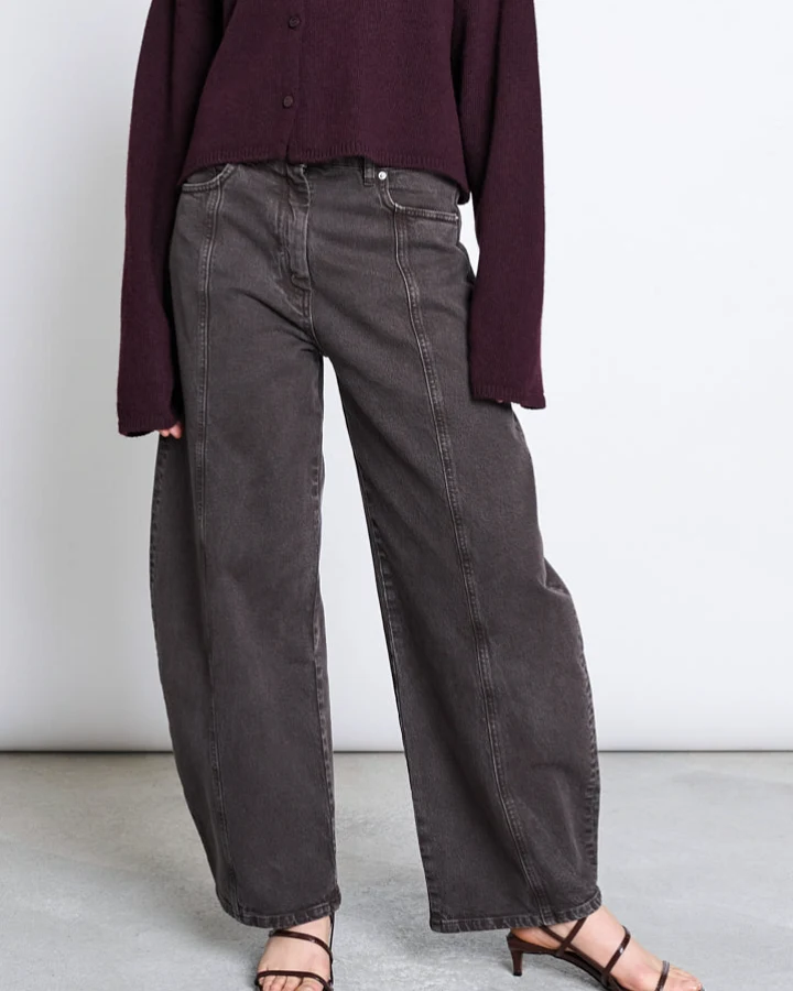 JAN 'N JUNE Damen vegan Jeans Barrel Leg Faya Mud