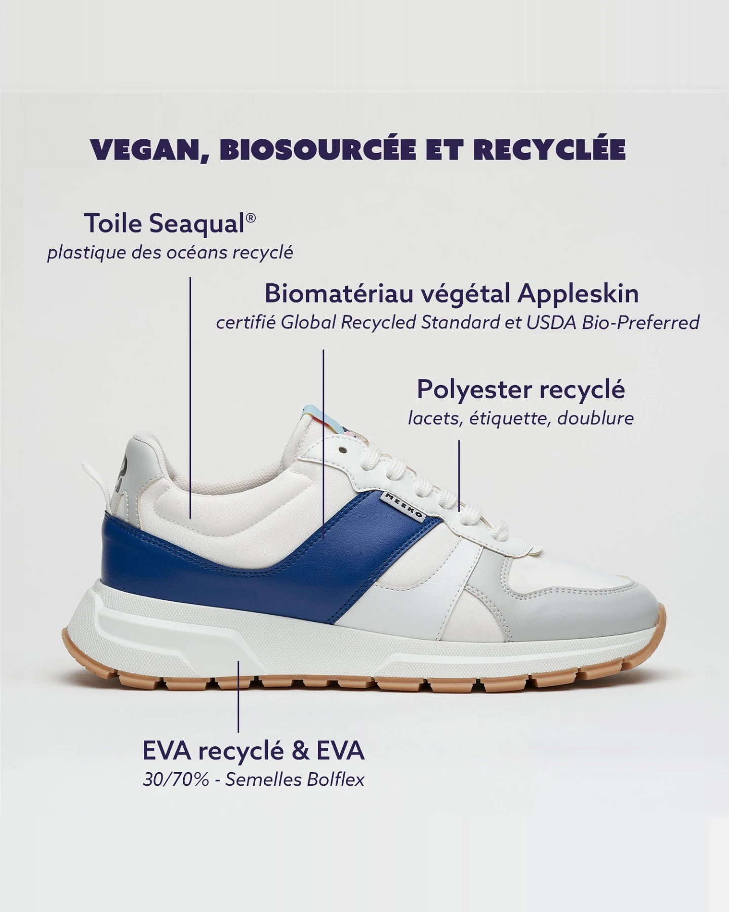 MEEKO Herren vegan Sneaker Coco Pongo Klein Blau – Ansicht 2