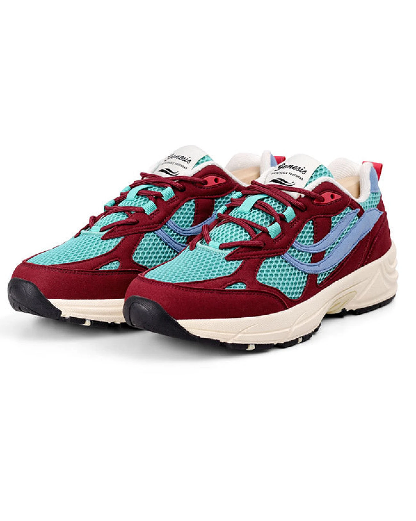 Genesis Damen vegan Sneaker G-Eco 99 Multi Weinrot/Blau/Türkis – Ansicht 2