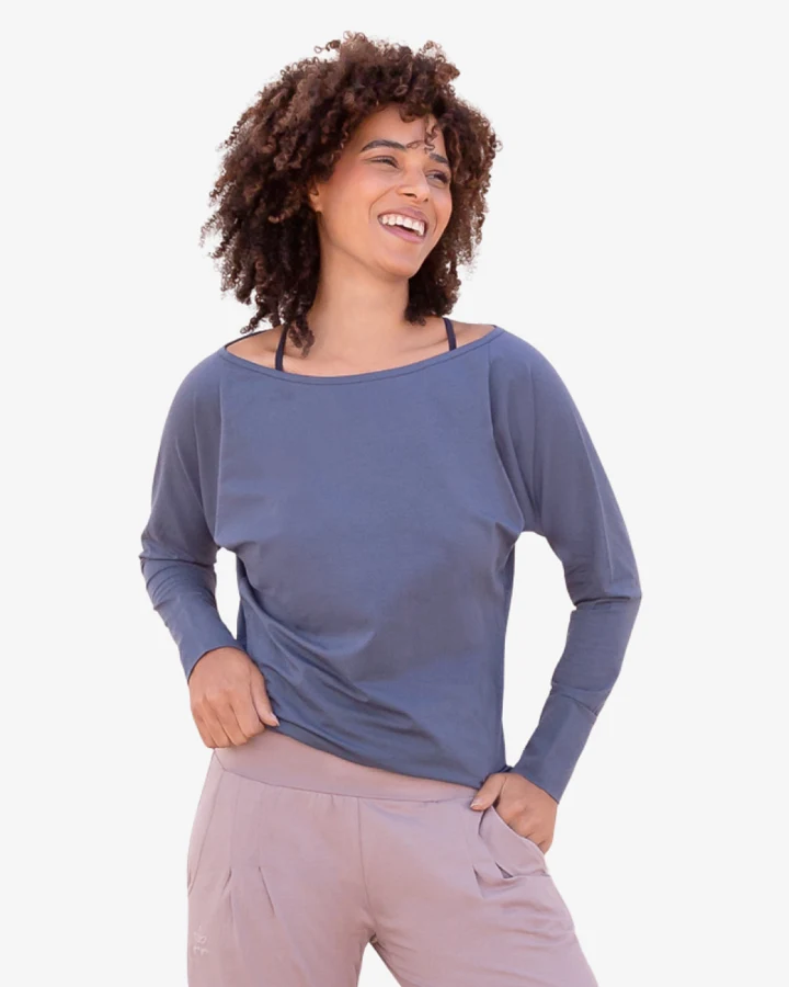 Jaya Organics Langarmshirt Yanti - Bluegrey S