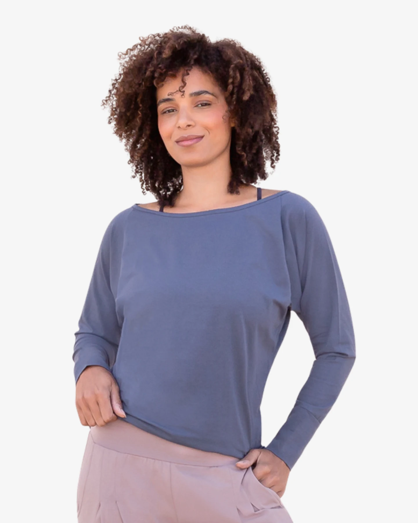 Jaya Organics Langarmshirt Yanti - Bluegrey S – Ansicht 2