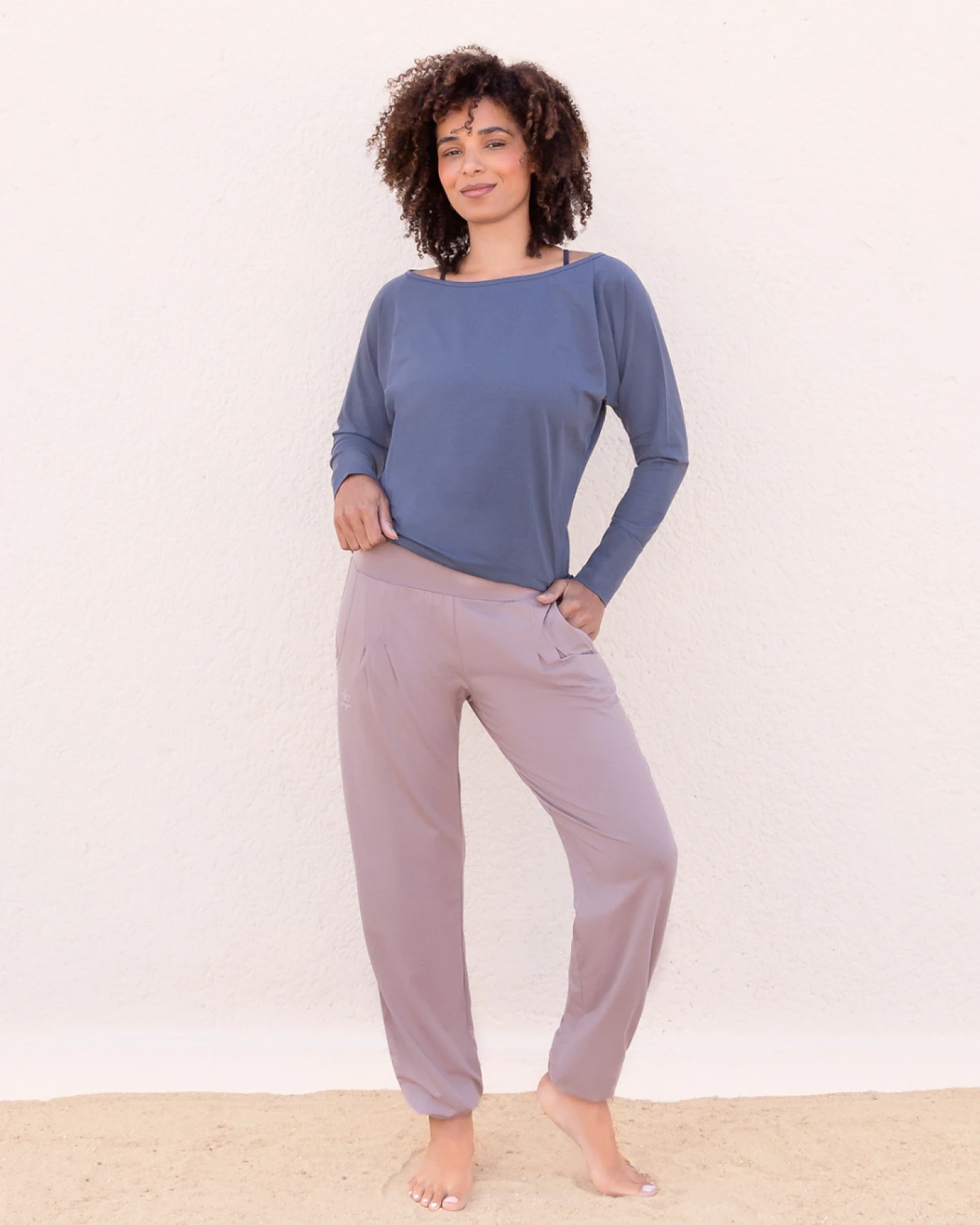 Jaya Organics Langarmshirt Yanti - Bluegrey S – Ansicht 3