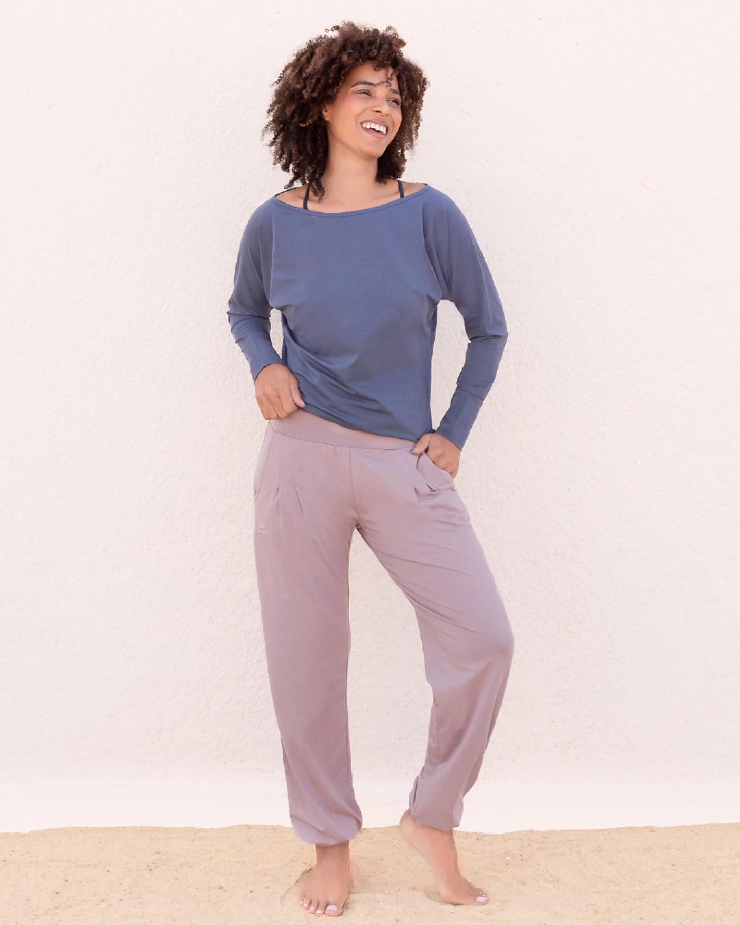 Jaya Organics Langarmshirt Yanti - Bluegrey S – Ansicht 4