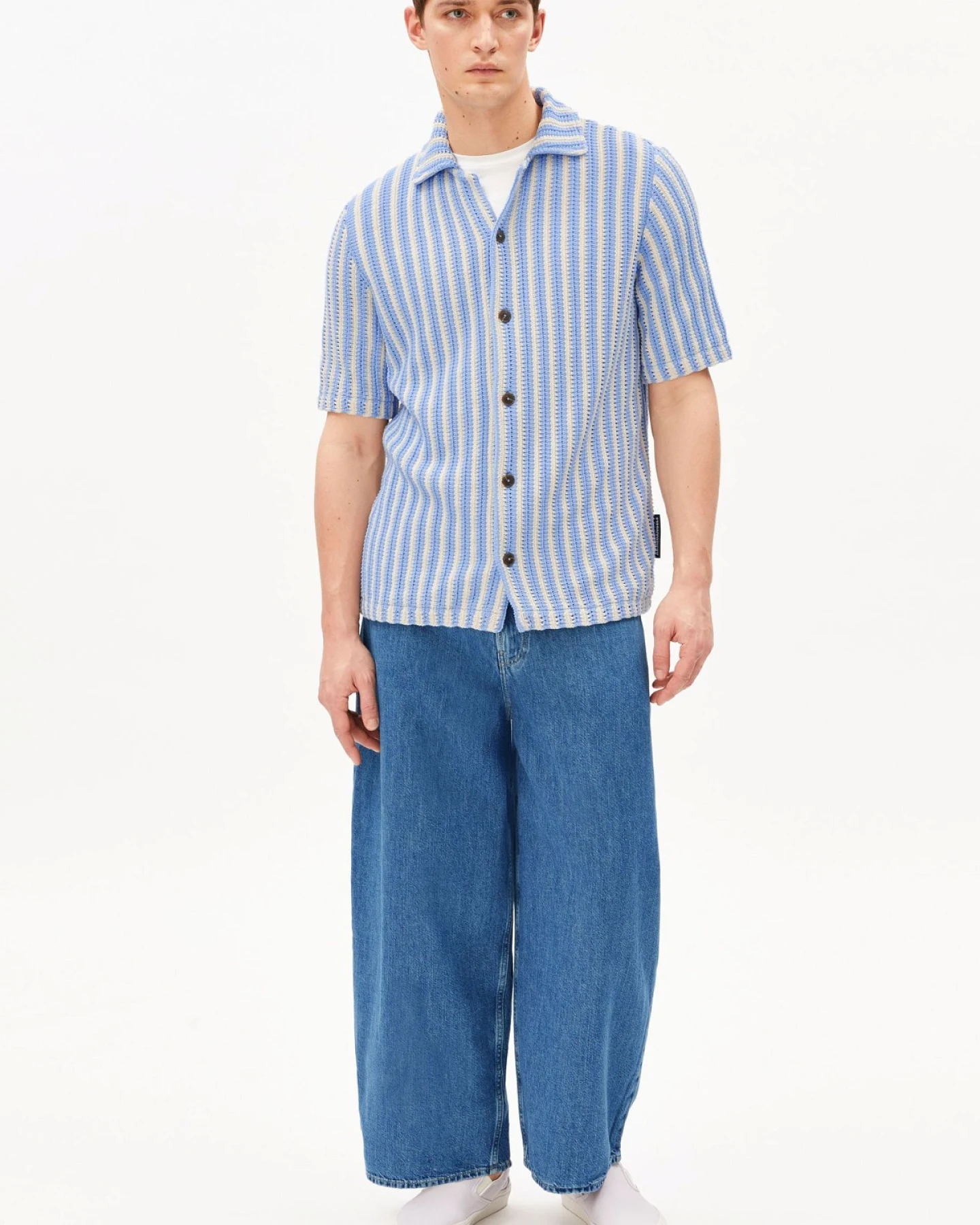 Hemd Knit Striped Blau – Ansicht 4