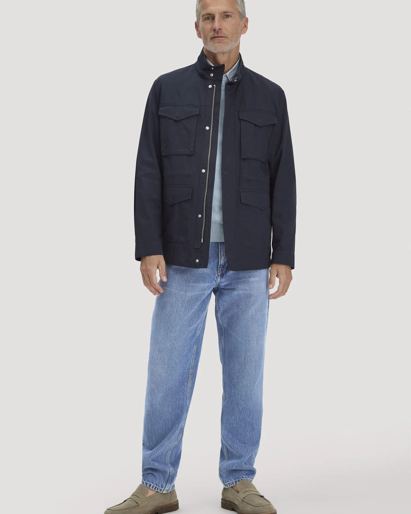 hessnatur Herren Field Jacket Regular aus Bio-Baumwolle - blau - Größe 56 – Ansicht 2