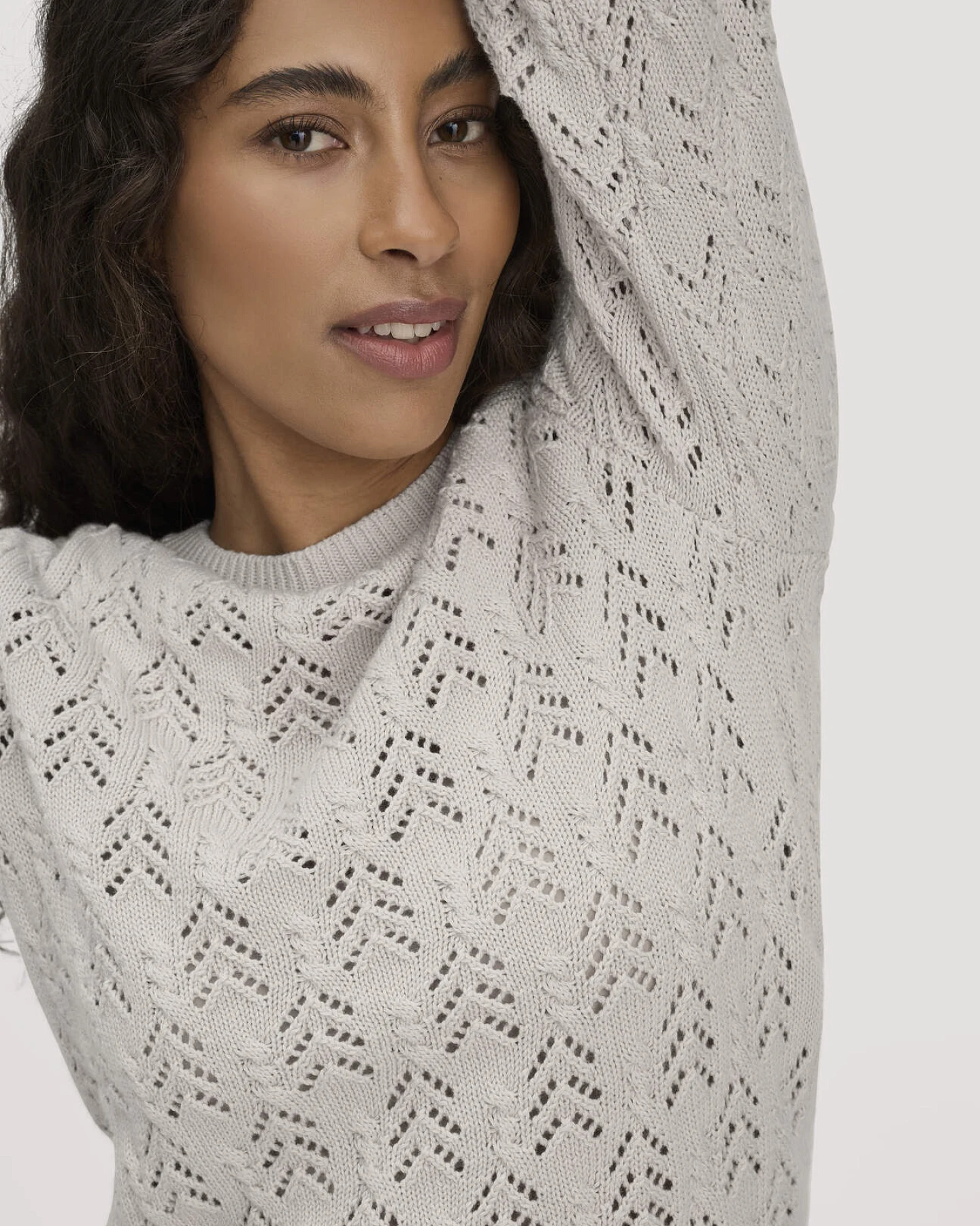 hessnatur Damen Strick Pullover Regular aus Bio-Baumwolle und Schurwolle - beige - Größe XL – Ansicht 4