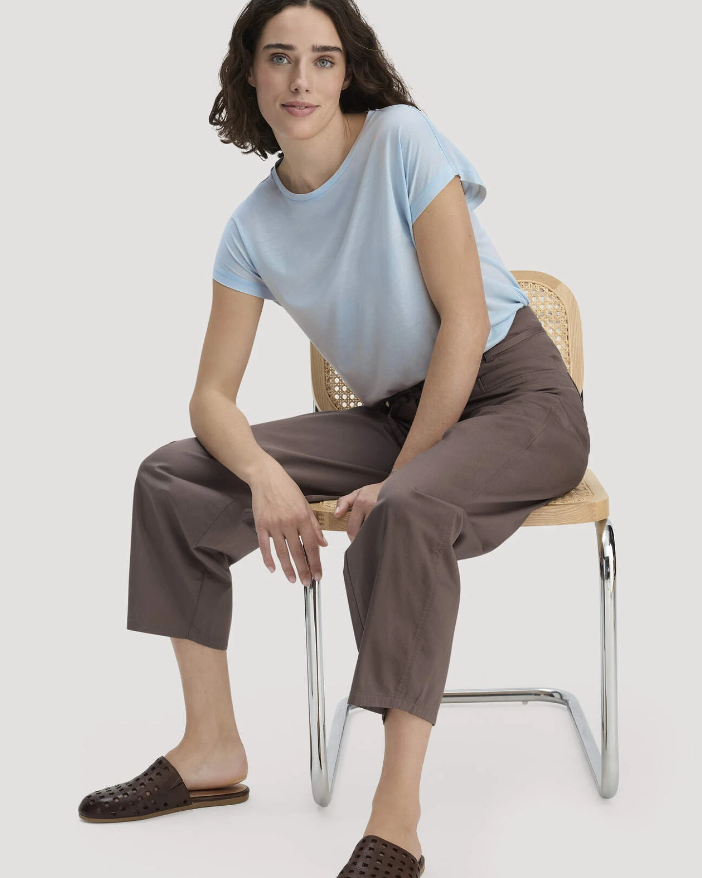 hessnatur Damen T-Shirt Oversize aus TENCEL™ Lyocell mit Bio-Baumwolle - blau - Größe XS – Ansicht 4
