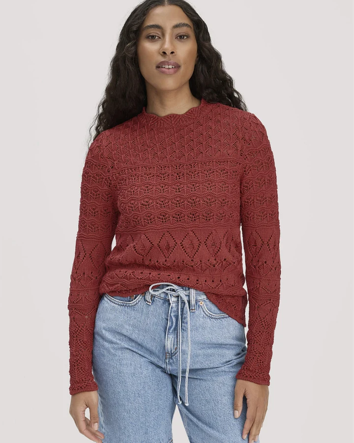 hessnatur Damen Strick Pullover Regular aus Bio-Baumwolle - braun - Größe S