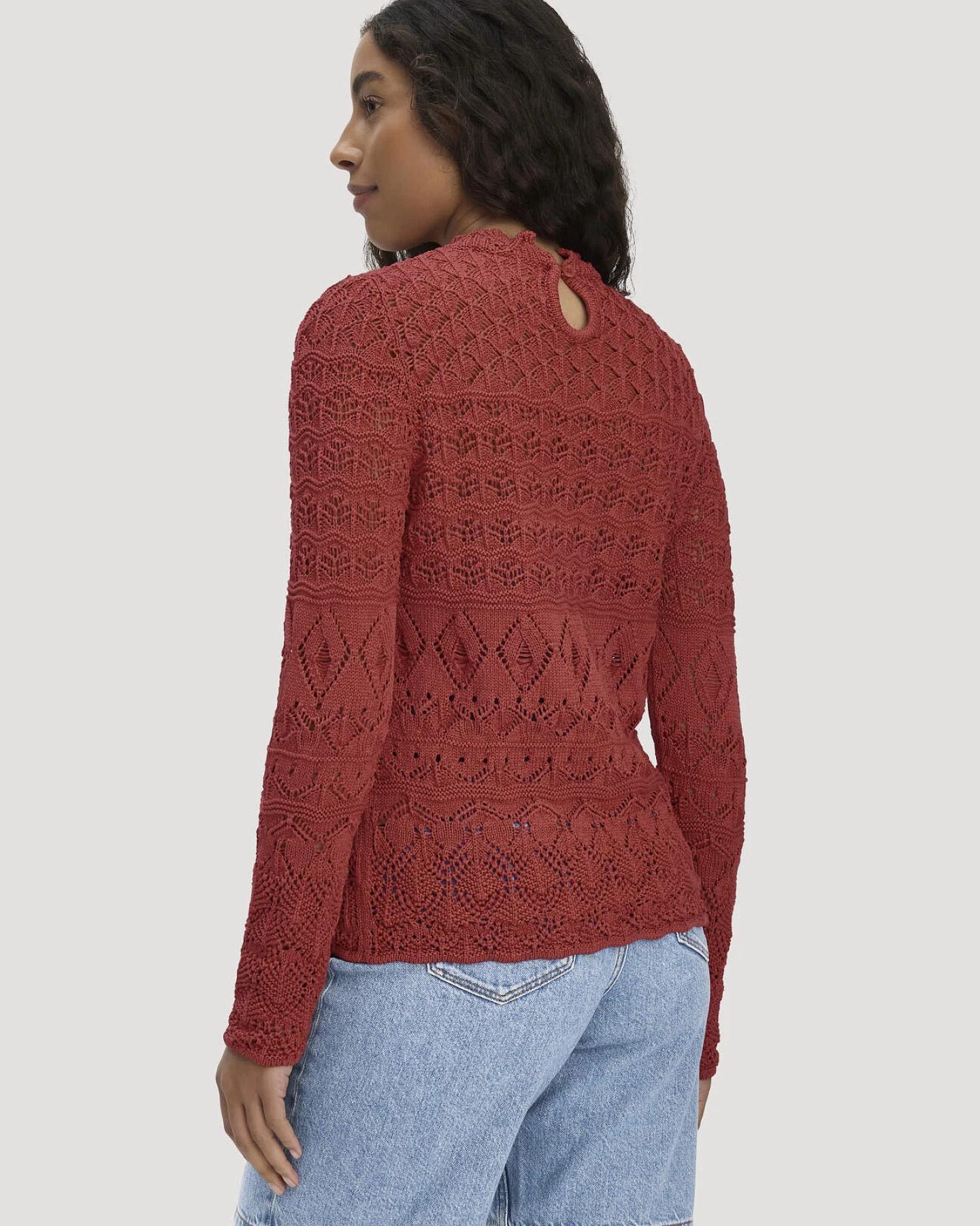 hessnatur Damen Strick Pullover Regular aus Bio-Baumwolle - braun - Größe XS – Ansicht 3