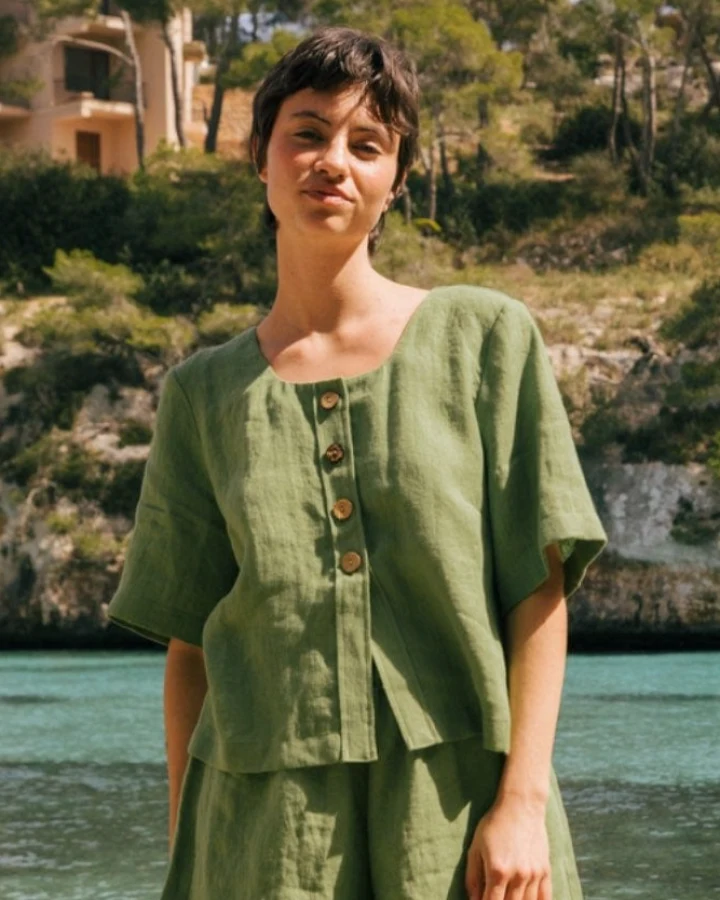 AmourLinen Damen vegan Top Maeve Matcha Grün