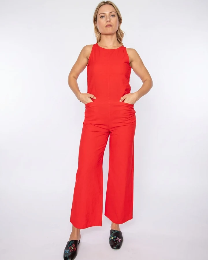 Thinking MU Jumpsuit Fiery Red Adriana Jumpsuit