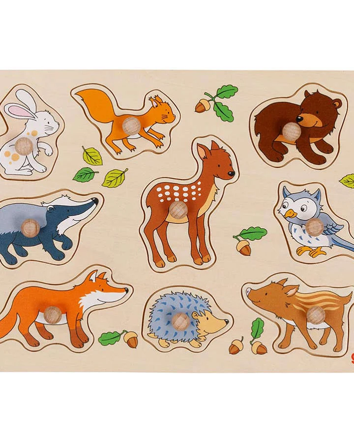 goki - Steckpuzzle Holz - Waldtiere 10 Teile