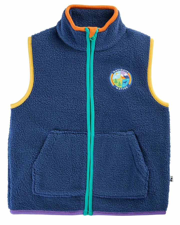 Frugi - Teddy-Fleece Weste "Nature" dunkelblau