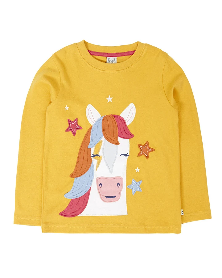 Frugi - Langarmshirt "Pferd" gelb