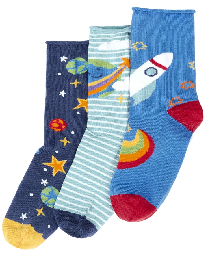 Frugi - Socken 3er-Pack "Weltraum" bunt 19-23