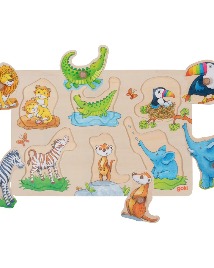 goki - Steckpuzzle Holz - Wilde Tiere 6 Teile
