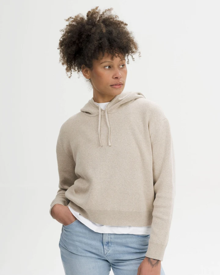 MELA Damen vegan Strick Hoodie Janisha Pebble Melange