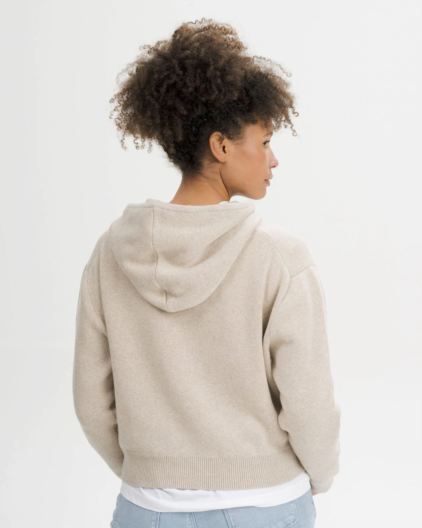 MELA Damen vegan Strick Hoodie Janisha Pebble Melange – Ansicht 2
