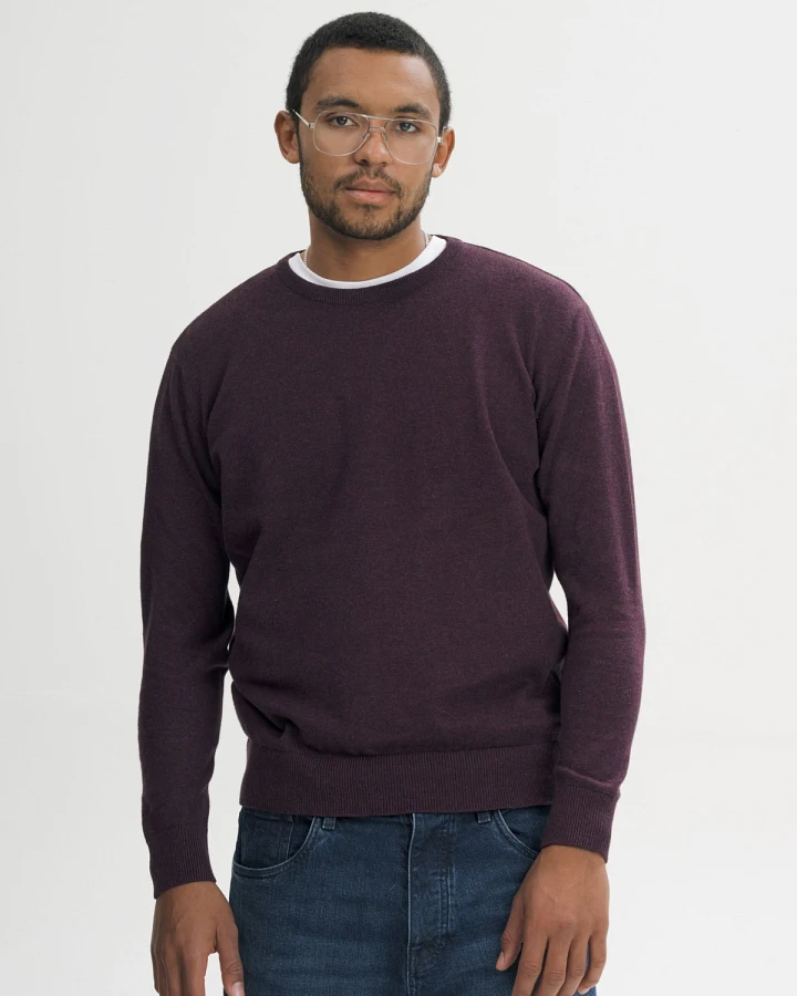 MELA Herren vegan Feinstrickpullover Himal Elderberry Melange