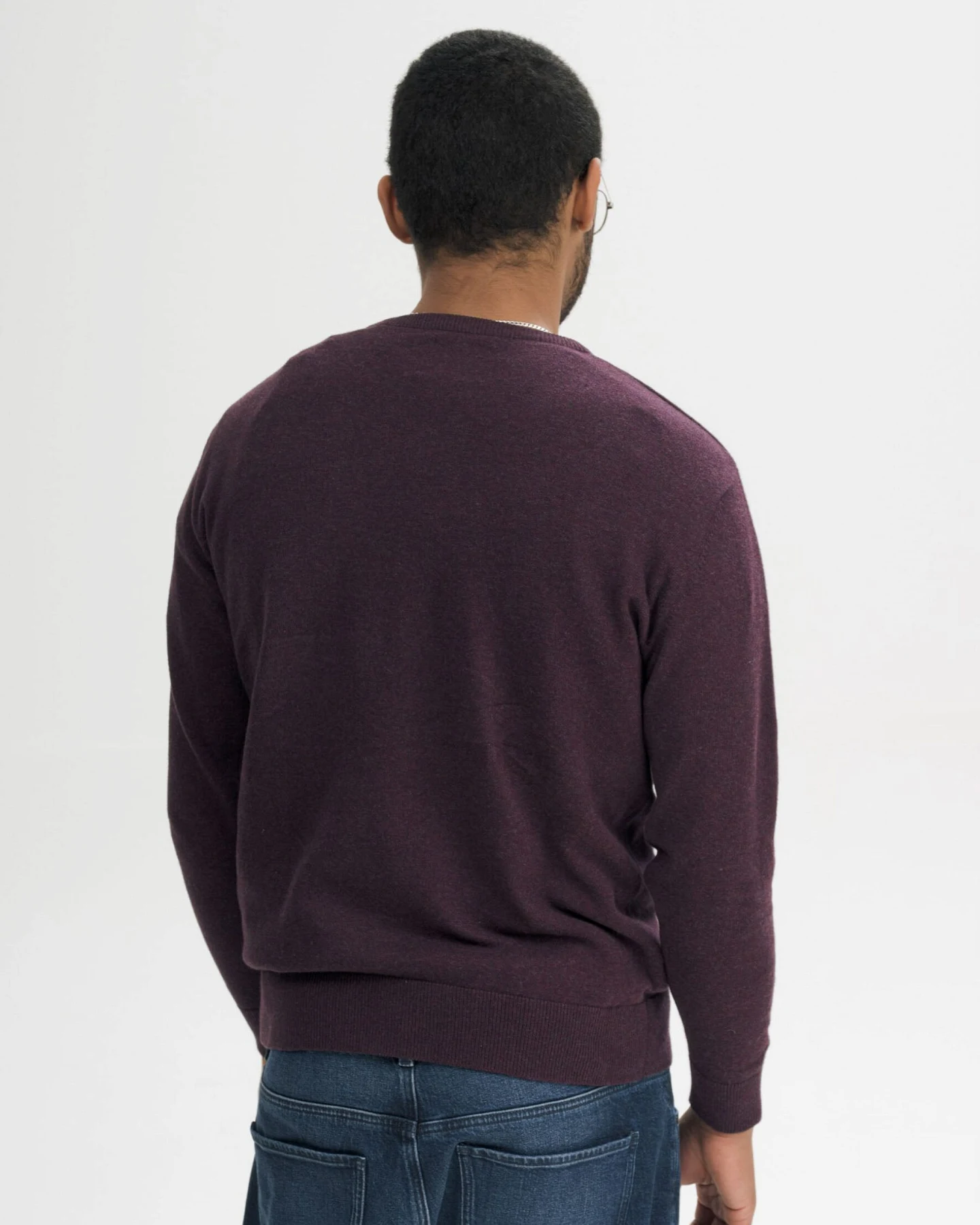 MELA Herren vegan Feinstrickpullover Himal Elderberry Melange – Ansicht 2