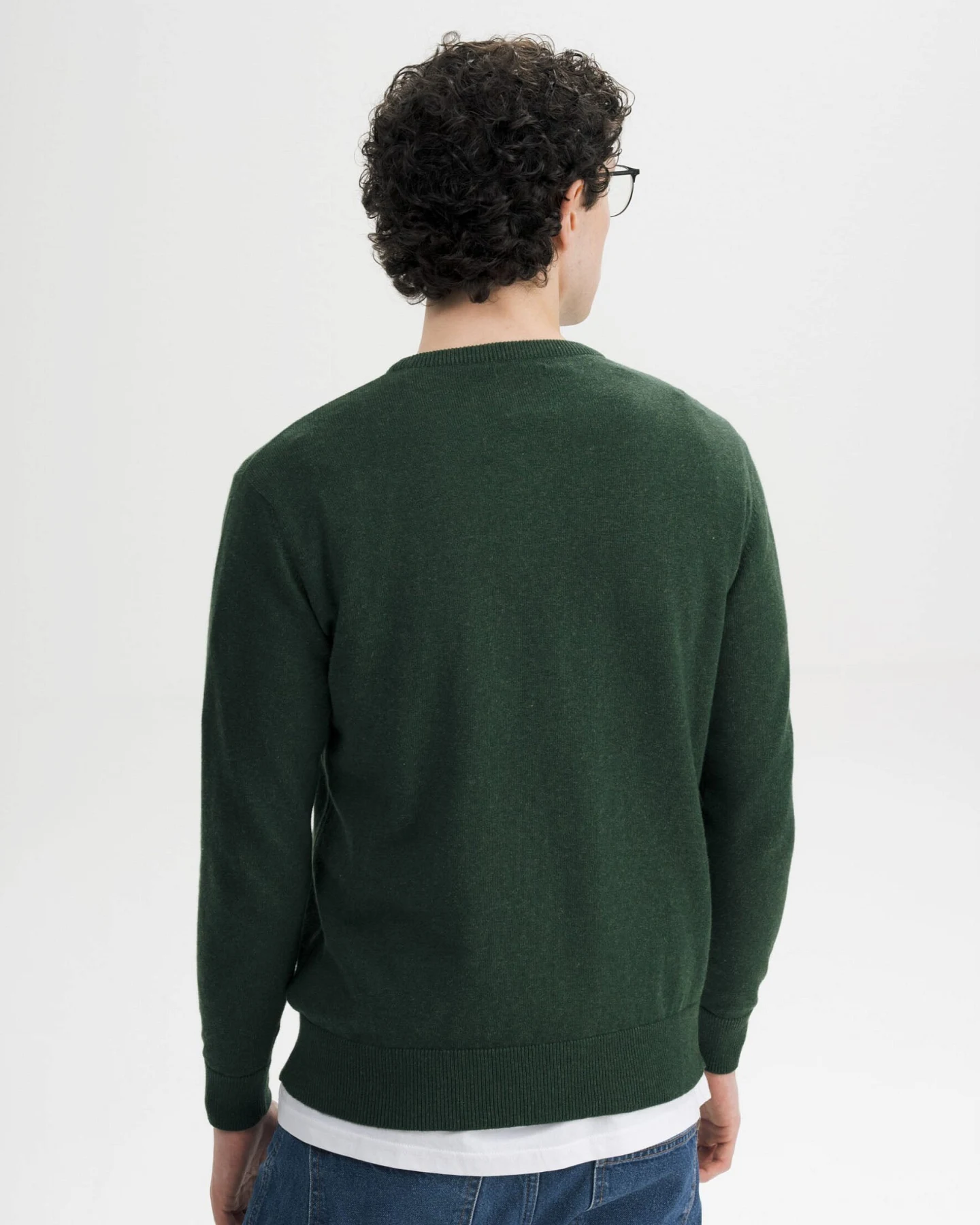 MELA Herren vegan Feinstrickpullover Deep Forest Melange – Ansicht 2